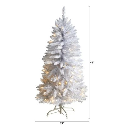 Nearly Natural 4-ft Slim White Artificial Christmas Tree with 100 Warm White LED Lights and 293 Bendable Branches 3 Nearly Natural 4-ft Slim White Artificial Christmas Tree with 100 Warm White LED Lights and 293 Bendable Branches