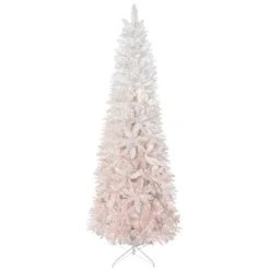 HOMCOM 70.75" Tall Unlit Pencil Fir Artificial Christmas Tree with Realistic Branches and 406 Tips, Pink and White -Northlight Christmas Store GUEST 00806523 15dc 4e17 917f 94e8b0db25ae