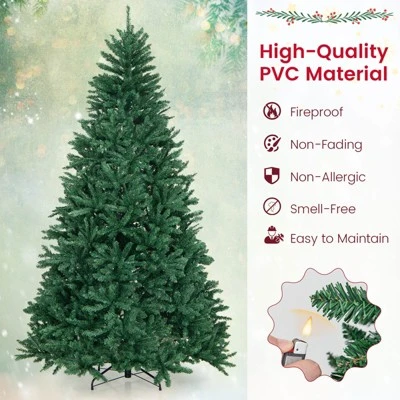 Costway 7.5FT Hinged Christmas Tree Unlit Artificial Xmas Decoration w/ 2254 Branch Tips 8 Costway 7.5FT Hinged Christmas Tree Unlit Artificial Xmas Decoration w/ 2254 Branch Tips - Image 6