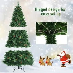 Costway 7ft Pre-lit Hinged Artificial Christmas Tree w/ Pine Cones & Red Berries -Northlight Christmas Store GUEST 012c01e8 7f9e 47ca 96d1 1a64eae3348e