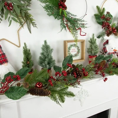 Northlight 6' Green and Red Pinecones and Berries Artificial Christmas Garland- Unlit 3 Northlight 6' Green and Red Pinecones and Berries Artificial Christmas Garland- Unlit