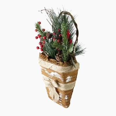 Northlight 13.5" Brown and Green Frosted Pine Cones Artificial Christmas Basket 3 Northlight 13.5" Brown and Green Frosted Pine Cones Artificial Christmas Basket