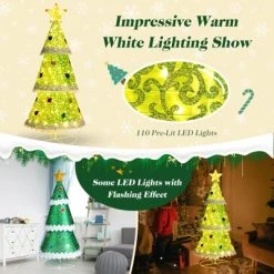 Tangkula 4.6 FT Pop-up Christmas Tree Collapsible Artificial Xmas Tree w/110 Warm Lights Tree Top Star Metal Base Lighted Christmas Decor -Northlight Christmas Store GUEST 01d4250a 05be 440c b513 bc71a58fb128