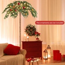 Tangkula 6 ft Led Lighted Christmas Palm Tree Pre-lit Artificial Palm Tree w/250 Led Lights & Metal Base Tropical Style Hinged Christmas Tree -Northlight Christmas Store GUEST 01ec2720 c147 4da0 9656 2d9e658be193