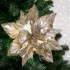 Northlight 24" Metallic Champagne Gold Glittered Poinsettia Christmas Stem Spray
