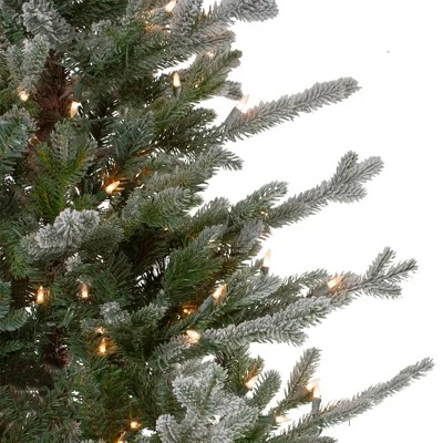 Northlight Real Touch™️ Pre-Lit Flocked Little River Fir Artificial Christmas Tree - Clear Lights - 6.5' 5 Northlight Real Touch™️ Pre-Lit Flocked Little River Fir Artificial Christmas Tree - Clear Lights - 6.5' - Image 3