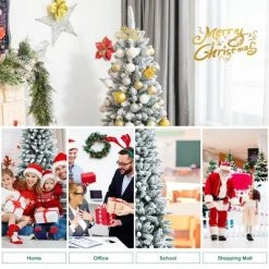 Costway 4.5ft Snow-Flocked Hinged Artificial Christmas Pencil Tree w/ 373 Mixed Tips -Northlight Christmas Store GUEST 032346ee 5bac 4bb1 aaea bff1e90fbf1c