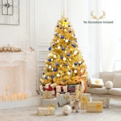 Tangkula Artificial Tinsel Christmas Tree Hinged Decoration Tree Champagne Gold -Northlight Christmas Store GUEST 039195a4 c4ad 4b8d 8563 a063d30461cb