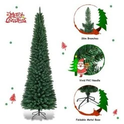Costway 5'/6'/7'/8' /9' PVC Artificial Pencil Christmas Tree Slim Green -Northlight Christmas Store GUEST 03a21ac2 9861 4123 b37b 2425794a0c14