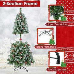 Costway 5FT/6.5FT/7.5FT Artificial Christmas Tree Hinged with 200/420/560/650 Warm LED Lights & 126/207/267/309 Red Berries 22 Costway 5FT/6.5FT/7.5FT Artificial Christmas Tree Hinged with 200/420/560/650 Warm LED Lights & 126/207/267/309 Red Berries -Northlight Christmas Store GUEST 03c382a7 c2b8 435e ab4e d580f3478778