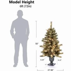LuxenHome Set of 2 4Ft Pre-Lit LED Artificial Flocked Pine Christmas Tree with Pine Cones and Urn Pot -Northlight Christmas Store GUEST 0407106e a980 447a 91c5 b60e1d926389
