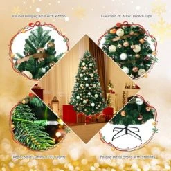 Tangkula 7.5FT Artificial Christmas Tree with 250 LED Lights Pre-Lit Hinged Xmas Tree with 1242 Branch Tips -Northlight Christmas Store GUEST 04f94cbd ed06 4247 87ff 7adfb4e70813