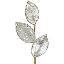 Northlight 28" Platinum Silver and Icy Glitter Leaves Christmas Spray -Northlight Christmas Store GUEST 057c95c0 20b7 4988 b902 ab668779f07f
