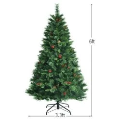 Costway 6ft Pre-lit Hinged Artificial Christmas Tree w/ Pine Cones & Red Berries -Northlight Christmas Store GUEST 05f2e8f8 f71a 4d34 bef6 33391c0c3f30