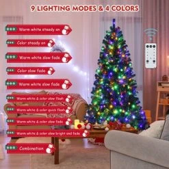 Costway 7ft Pre-lit Hinged Christmas Tree w/ Remote Control & 9 Lighting Modes -Northlight Christmas Store GUEST 066cc7c8 b54a 41dd 99fb 9faf3e2af989