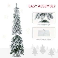 HOMCOM Pencil Prelit Artificial Christmas Tree Holiday Decoration with Snow-flocked Downswept Branches, Warm White or Colorful LED Lights -Northlight Christmas Store GUEST 06ffb71c 8d0e 461a 8c29 872cd6a1861f