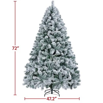 Yaheetech Pre-lit Flocked Artificial Christmas Tree Snow Frosted Christmas Tree 4 Yaheetech Pre-lit Flocked Artificial Christmas Tree Snow Frosted Christmas Tree - Image 2