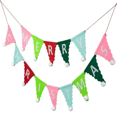 Northlight 45" Multi "Merry Christmas" Triangles Banner Garland - Unlit 7 Northlight 45" Multi "Merry Christmas" Triangles Banner Garland - Unlit - Image 5