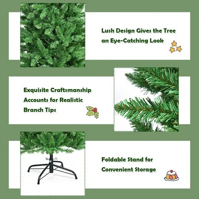 Costway 5Ft Pre-lit Artificial Pencil Christmas Tree Hinged Fir PVC Tree /150 LED Lights 10 Costway 5Ft Pre-lit Artificial Pencil Christmas Tree Hinged Fir PVC Tree /150 LED Lights - Image 8