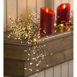 Plow & Hearth - Battery Operated Lighted Holiday Garland, Red