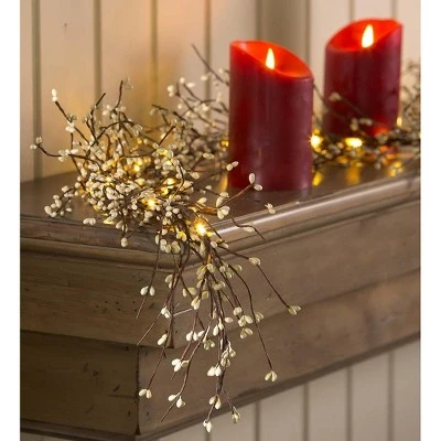 Plow & Hearth - Battery Operated Lighted Holiday Garland, Red 3 Plow & Hearth - Battery Operated Lighted Holiday Garland, Red