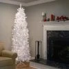 National Tree Company 7 ft Artificial Pre-Lit Slim Christmas Tree, White, Kingswood Fir, White Lights, Includes Stand