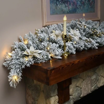 National Tree Company 6 ft. Frosted Colonial Fir Swag with Battery Operated LED Lights 3 National Tree Company 6 ft. Frosted Colonial Fir Swag with Battery Operated LED Lights