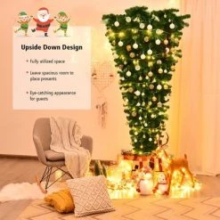 Costway 7Ft Unlit Upside Down Artificial Christmas Tree with 1000 Branch Tips Holiday -Northlight Christmas Store GUEST 081d320b 9939 4301 bc5d fb0859d4ade8