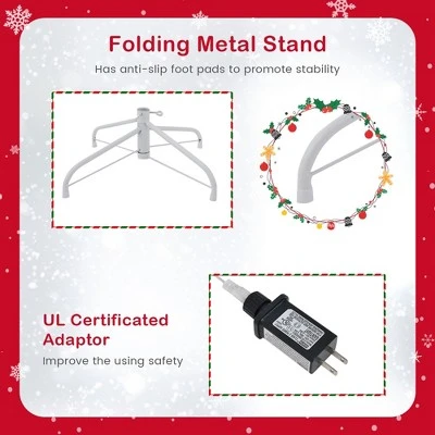 Costway 7 FT Flocked Artificial Christmas Tree Hinged with 500 LED Lights 1200 Branch Tips 9 Costway 7 FT Flocked Artificial Christmas Tree Hinged with 500 LED Lights 1200 Branch Tips - Image 7