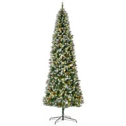 HOMCOM Pre-Lit Snow-Dipped Artificial Christmas Tree with Realistic Branches, LED Lights, Pine Cones, Red Berries and Tips -Northlight Christmas Store GUEST 088a1658 aa90 4daa 9a3a 47f18e9f09b7