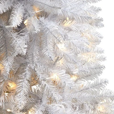 Nearly Natural 4-ft Slim White Artificial Christmas Tree with 100 Warm White LED Lights and 293 Bendable Branches 5 Nearly Natural 4-ft Slim White Artificial Christmas Tree with 100 Warm White LED Lights and 293 Bendable Branches - Image 3