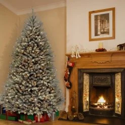 7.5ft Pre-lit Full Dunhill Blue Fir Hinged Artificial Christmas Tree Clear Lights - National Tree Company