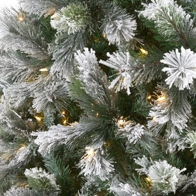 Nearly Natural 9-ft Flocked Oregon Pine Artificial Christmas Tree with 600 Clear Lights and 1580 Bendable Branches 4 Nearly Natural 9-ft Flocked Oregon Pine Artificial Christmas Tree with 600 Clear Lights and 1580 Bendable Branches - Image 2