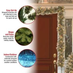 National Tree Company Pre-Lit Artificial Christmas Garland, Green, Glittery Bristle Pine, White Lights, Pine Cones, Frosted Branches, Plug In,9 Feet -Northlight Christmas Store GUEST 0a822b57 86f1 427e 8b6b 1c16ece0dbd0