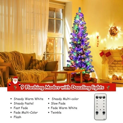 Costway 7.5FT Pre-Lit Hinged Christmas Tree Snow Flocked w/9 Modes Remote Control Lights 9 Costway 7.5FT Pre-Lit Hinged Christmas Tree Snow Flocked w/9 Modes Remote Control Lights - Image 7