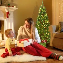 Tangkula Pencil Christmas Tree Hinged Artificial Slim Xmas Tree with Sturdy Metal Stand -Northlight Christmas Store GUEST 0ab87a02 d0ee 442e 82a9 3cc3c296dc62