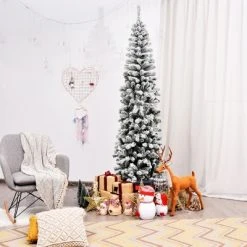 Costway 7.5Ft Unlit Hinged Snow Flocked Artificial Pencil Christmas Tree w/ 641 Tips -Northlight Christmas Store GUEST 0adc7cac f547 4d3d b9fe c9ae329bd73b