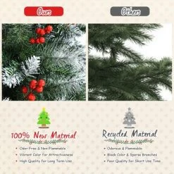 Costway 8ft Unlit Hinged Artificial Christmas Tree w/ Snow Flocked Tips and Red Berries -Northlight Christmas Store GUEST 0ba64a46 ec15 40b0 9b6a ceb7f2782ab3