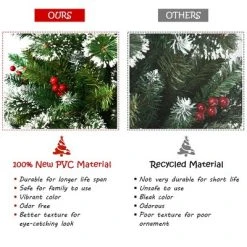 Costway 8 ft Snow Flocked Artificial Christmas Hinged Tree w/ Pine Needles & Red Berries -Northlight Christmas Store GUEST 0be80b47 5cc4 4c51 87ee cf40bb57442e