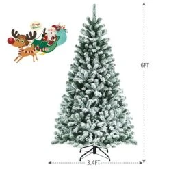 Tangkula 6FT Snow Flocked Artificial Christmas Hinged Tree Pre-lit Artificial Xmas Full Tree with 928 Branch Tips -Northlight Christmas Store GUEST 0be845fb aa6c 4a94 8661 34e70ebce146