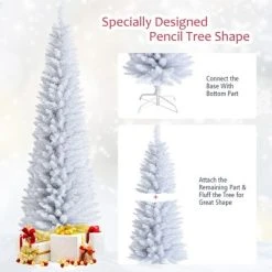 Costway 7ft Unlit Artificial Slim Christmas Pencil Tree w/ Metal Stand White -Northlight Christmas Store GUEST 0caa488f fe4a 4b6c b226 984d1900659d