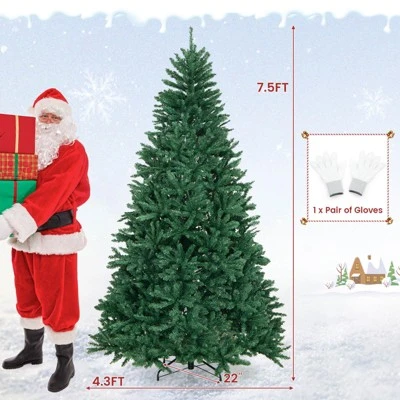 Costway 7.5FT Hinged Christmas Tree Unlit Artificial Xmas Decoration w/ 2254 Branch Tips 5 Costway 7.5FT Hinged Christmas Tree Unlit Artificial Xmas Decoration w/ 2254 Branch Tips - Image 3