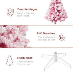 Best Choice Products Prelit Pink Artificial Christmas Tree, Snow Flocked Fir Holiday Decoration -Northlight Christmas Store GUEST 0cbc5c77 9e5e 4ab3 8c55 a045d3220712