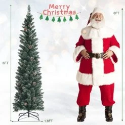 Costway 5ft/6ft/7ft Unlit Snowy PVC Artificial Slim Christmas Pencil Tree with Pine Cones -Northlight Christmas Store GUEST 0d2b3c54 6d2e 4a80 b4ed 15f9031480f2