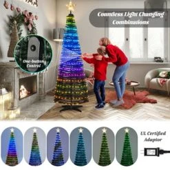 Tangkula 6FT Pop-up Pre-lit Christmas Tree Collapsible Artificial Xmas Tree w/282 RGB Multi-color Lights Tree Top Star, Metal Base -Northlight Christmas Store GUEST 0e329c56 3361 4c36 b4ff 353e209411cb