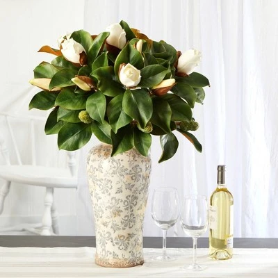Nearly Natural 29-in Magnolia Artificial Plant in Designer Planter 4 Nearly Natural 29-in Magnolia Artificial Plant in Designer Planter - Image 2