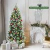 Costway 5ft6ft7.5ft Unlit Snowy Hinged Artificial Christmas Pencil Tree w/ Red Berries -Northlight Christmas Store GUEST 0e6eeace 523a 4bdb a80a 61a09dcda50b