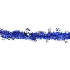 Northlight 50' x 2.75" Unlit Lavish Blue with Snowflake Tinsel Christmas Garland
