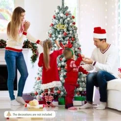 Tangkula 6FT Snow Flocked Artificial Christmas Hinged Tree Pre-lit Artificial Xmas Full Tree with 928 Branch Tips -Northlight Christmas Store GUEST 0f36cdd2 d224 4a90 893c 28d635424c5d