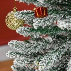 HOMCOM 82.75" Snow Flocked Artificial Pencil Christmas Tree, Slim Xmas Tree with Realistic Branches and Plastic Base Stand for Indoor Decoration -Northlight Christmas Store GUEST 1037707b 9a2b 49c0 8c70 8304ddb07872